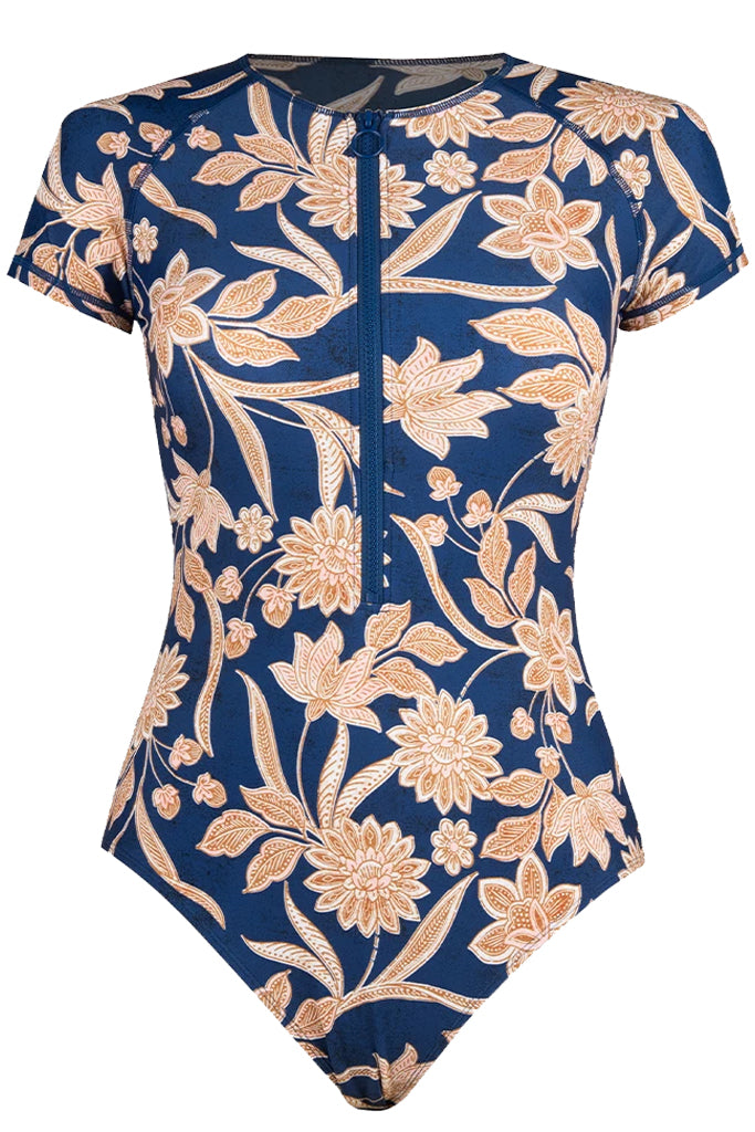 Lita Μπλε Φλοράλ Εμπριμέ Ολόσωμο Μαγιό Monokini | Γυναικεία Μαγιό - Swimwear | Lita Blue Floral Printed One Piece Monokini Swimsuit