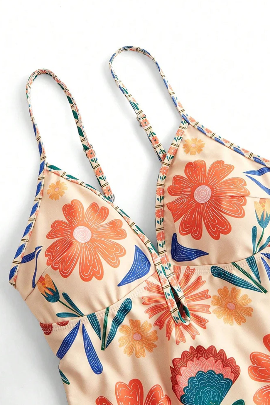 Maelisca Ολόσωμο Φλοράλ Μαγιό και Φούστα Παρεό Σετ | Μαγιό - Ολόσωμα - Swimwear One Piece | Maelisca One-Piece Swimsuit and Pareo Skirt Set