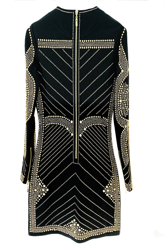 Salmaya Μαύρο Φόρεμα με Μεταλλικά Τρουκς | Γυναικεία Φορέματα - Βραδινά | Salmaya my Black Mini Embelished Dress