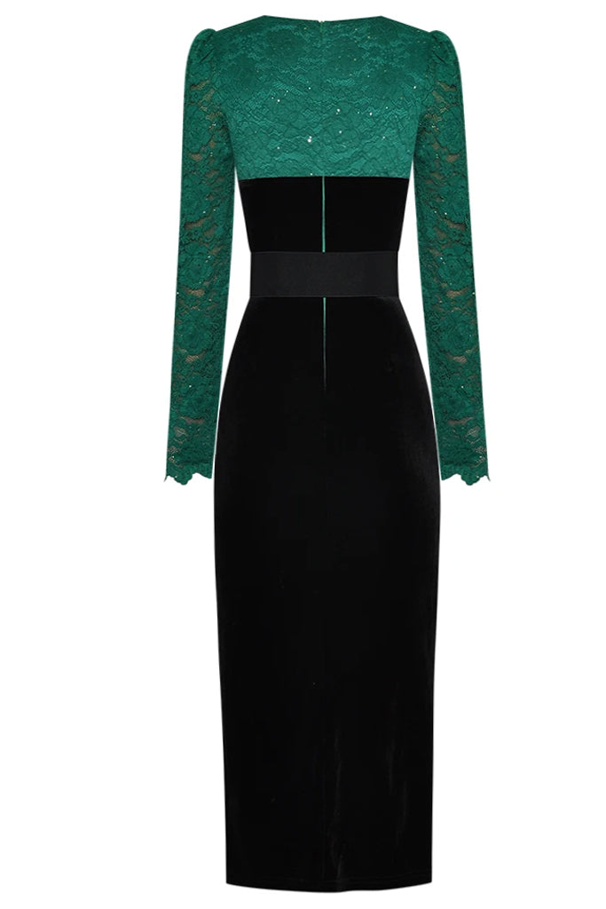 Hilla Βραδινό Φόρεμα με Δαντέλα | Γυναικεία Φορέματα - Βραδινά | Hilla Evening Velvet Lace Dress