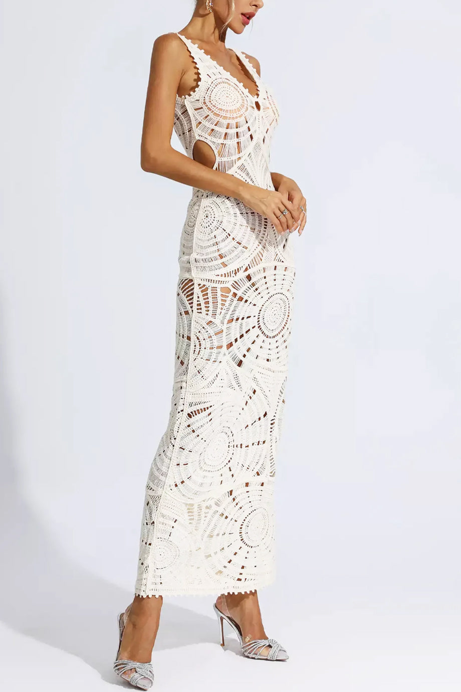Daisy Lace Μακρύ Φόρεμα Δαντέλα | Γυναικεία Ρούχα - Φορέματα - Βραδινά | Daisy Lace Cutout Maxi Dress