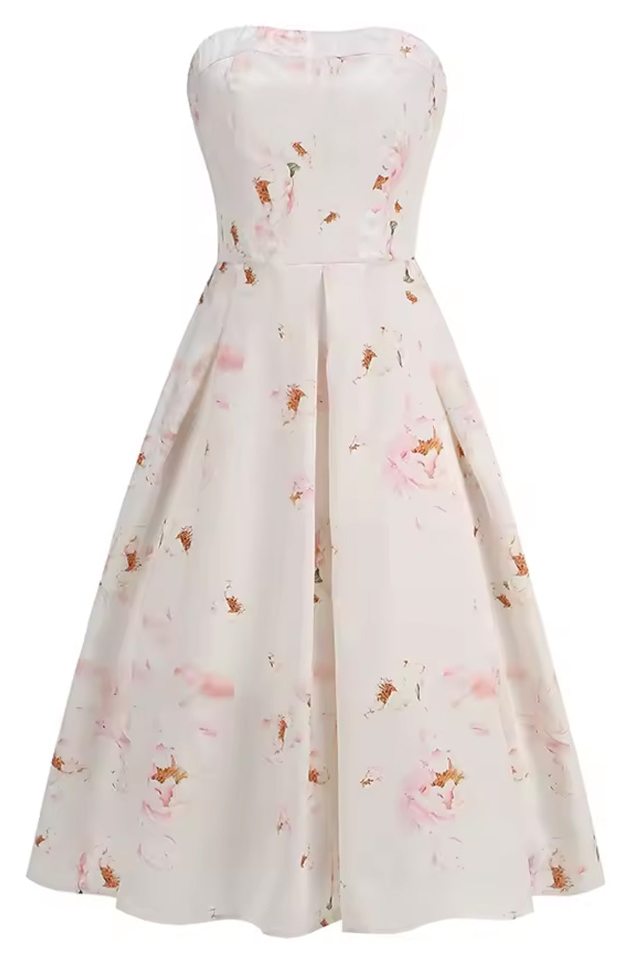 Ivory Crown Εμπριμέ Στραπλες Φόρεμα | Βραδινά Φορέματα - Evening Dresses | Ivory Crown Floral Strapless Flared Dress