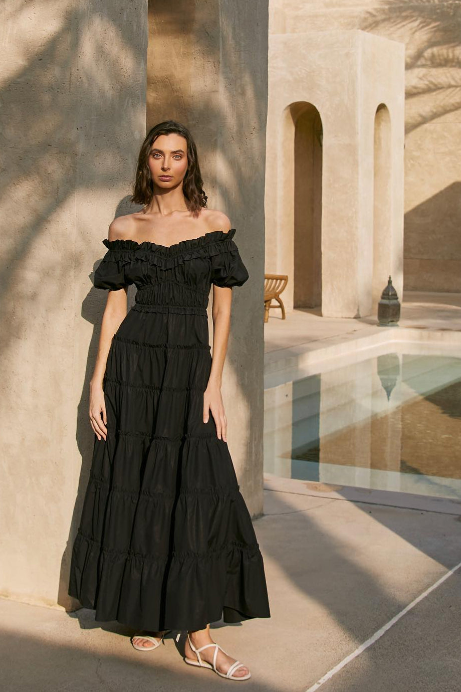 Rosamie Φόρεμα με Παρτούς Ώμους | Γυναικεία Ρούχα - Φορέματα | Rosamie Off Shoulder Tiered Maxi Dress