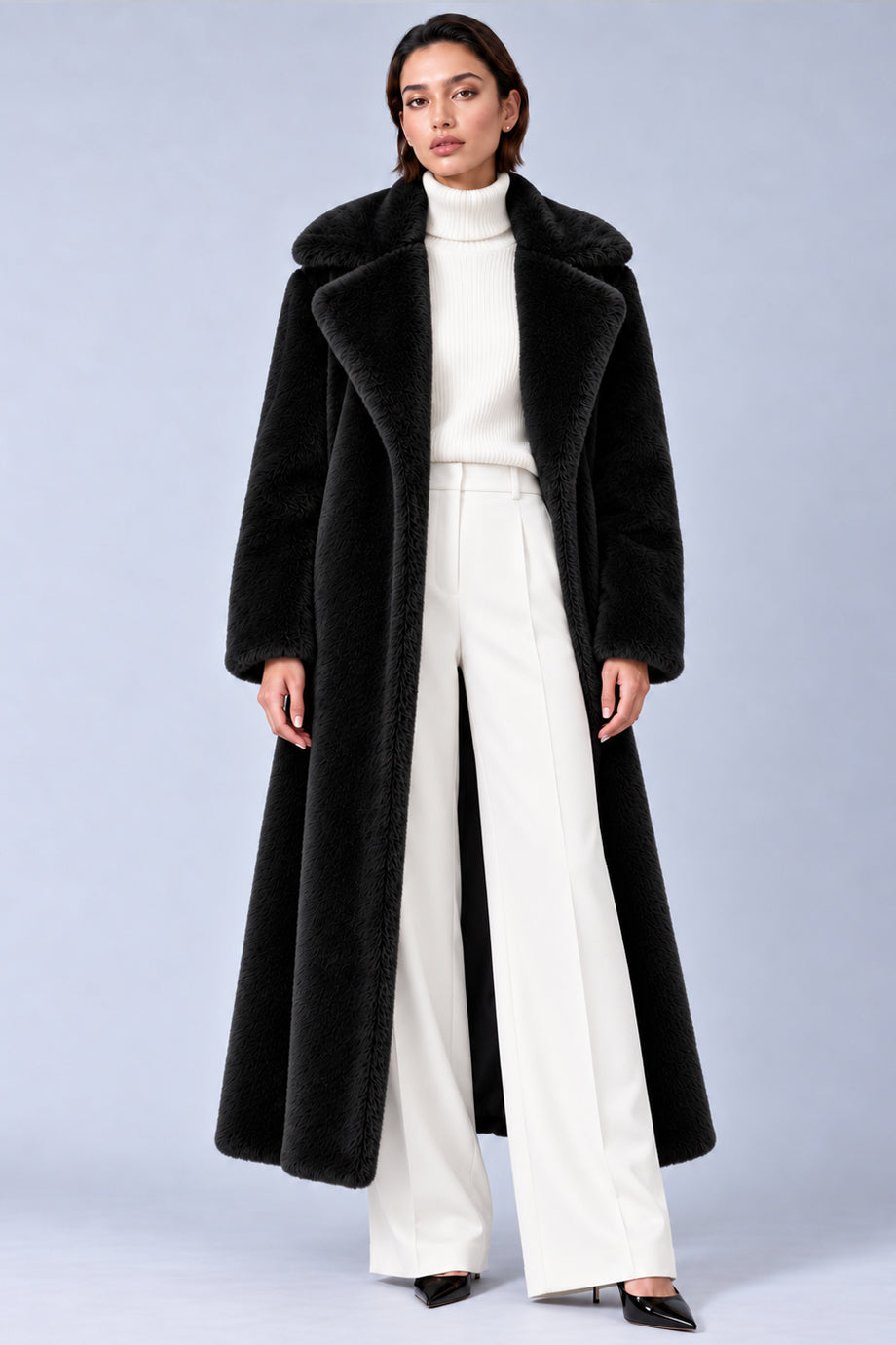 Bella Black Faux Fur Coat