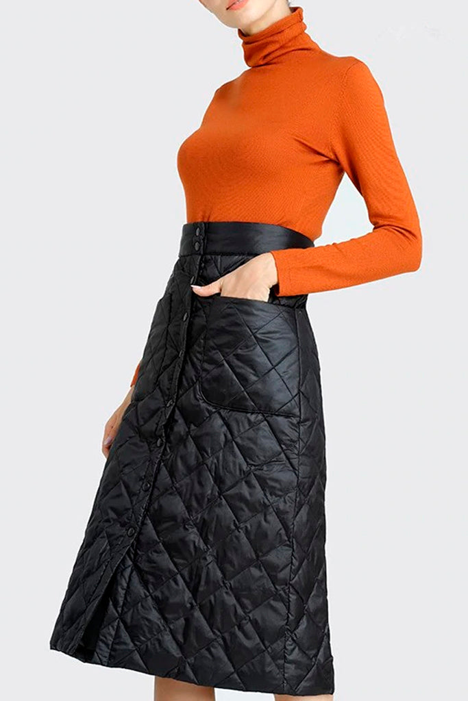 Vera Μαύρη Καπιτονέ Μίντι Φούστα | Γυναικεία Ρούχα - Φούστες - Estelle