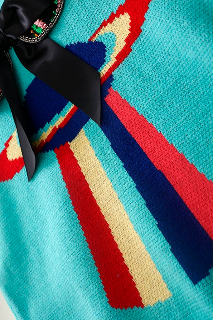 Luna Γαλάζιο Πουλόβερ με Σχέδιο | Γυναικεία Ρούχα - Πουλόβερ