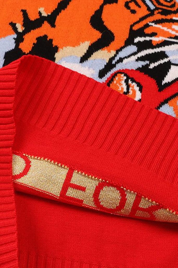 Red Tiger Πολύχρωμο Πουλόβερ με Σχέδιο Τίγρης | Γυναικεία Ρούχα - Πουλόβερ