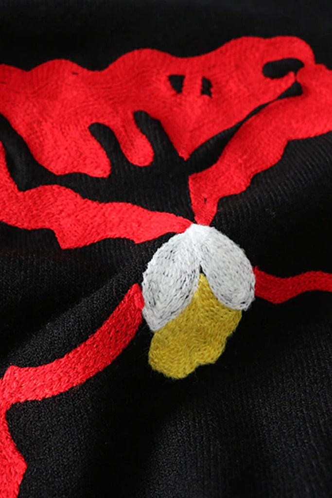 Saronya Μαύρο Πουλόβερ με Σχέδια | Γυναικεία Ρούχα - Μπλούζες - Πουλόβερ - Πλεκτά