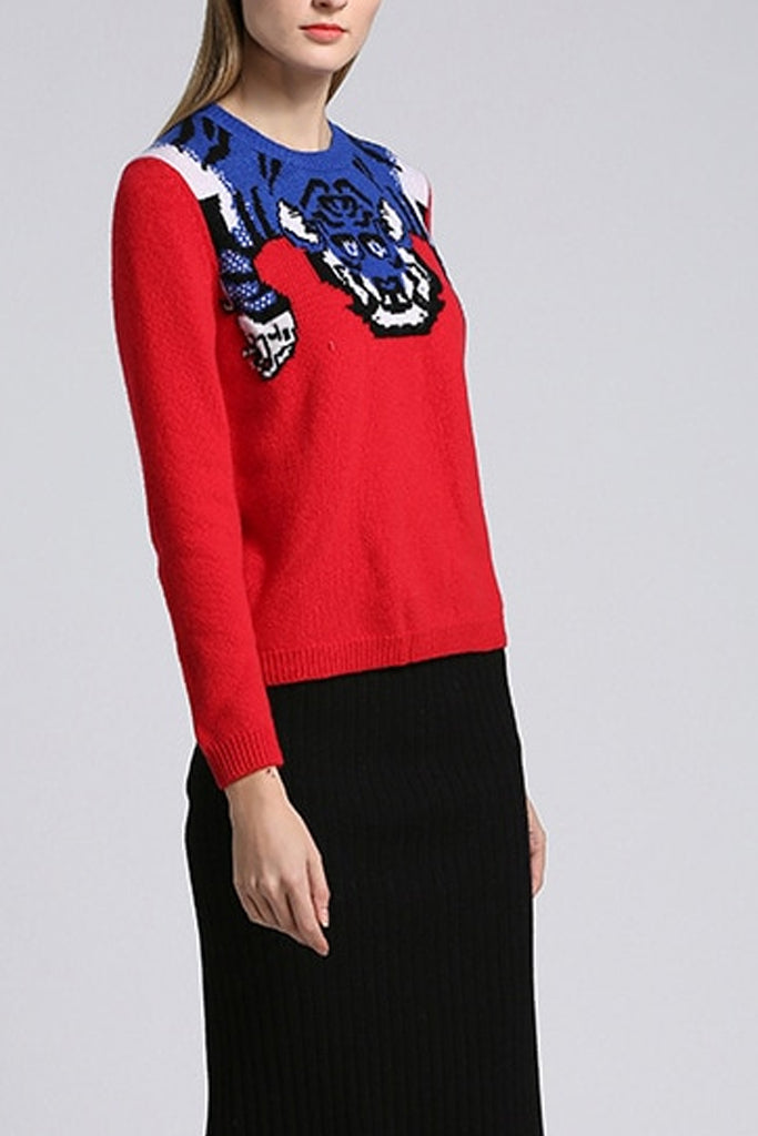 Serota Κόκκινο Πουλόβερ με Σχέδια | Γυναικεία Ρούχα - Πουλόβερ