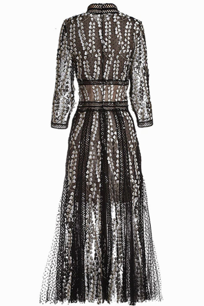 Valeriya Μαύρο Φόρεμα με Δαντέλα και Τούλι | Γυναικεία Ρούχα - Φορέματα