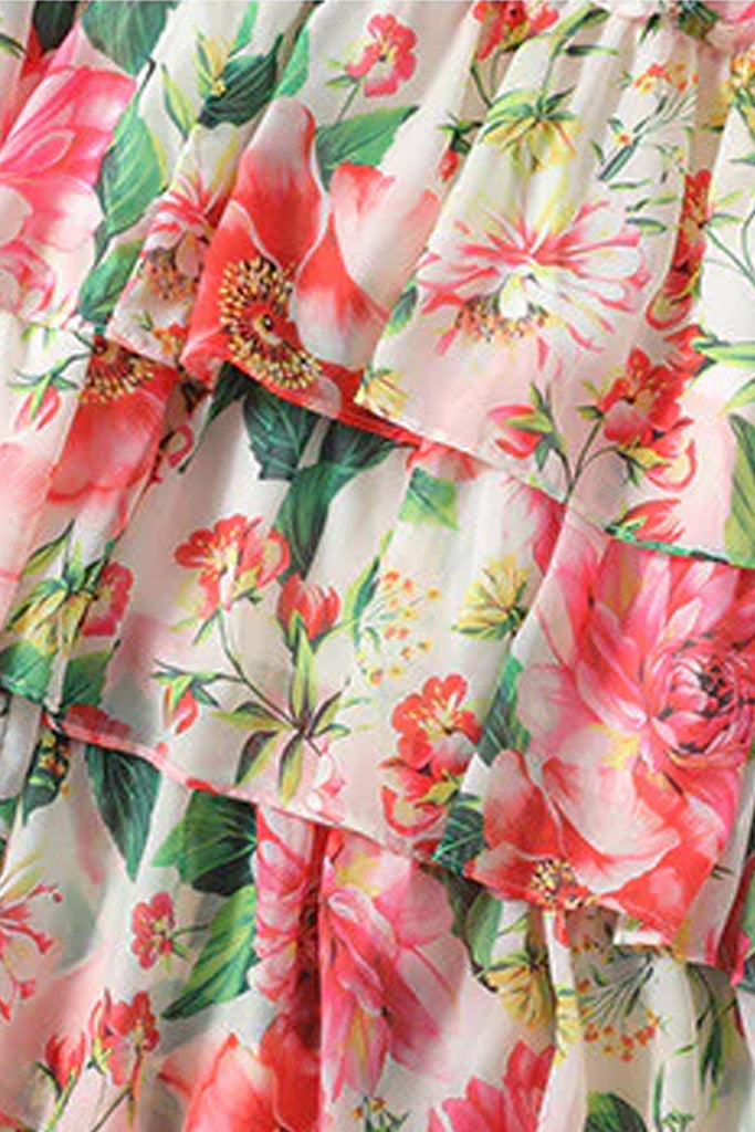 Gerbera Πολύχρωμο Εμπριμέ Φλοράλ Μακρύ Φόρεμα | Γυναικεία Ρούχα - Φορέματα