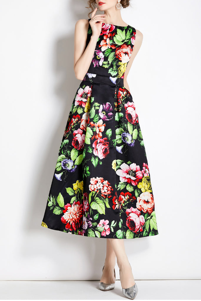 Batisty Μαύρο Πολύχρωμο Εμπριμέ Φλοράλ Φόρεμα | Γυναικεία Ρούχα - Φορέματα | Batisty Black Floral Dress