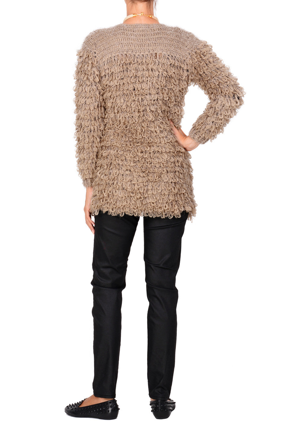 Μπεζ Μάλλινη Μπουκλέ Ζακέτα | Γυναικεία Ρούχα