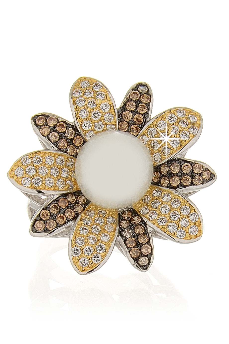 Ασημένιο Μπρονζέ Δαχτυλίδι με Πέρλα - Kenneth Jay Lane | Κοσμήματα