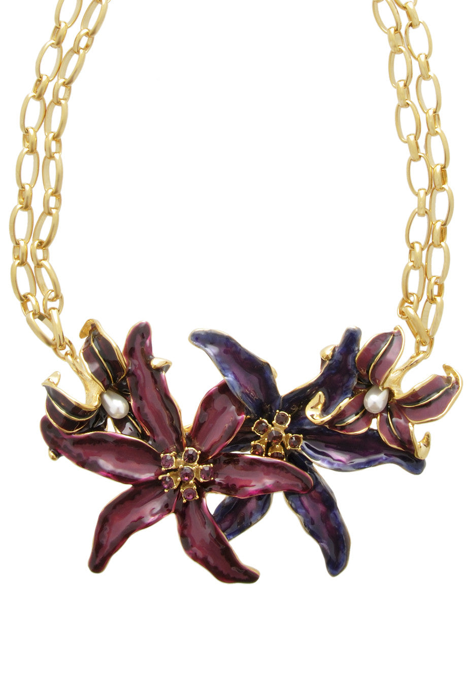 Επίχρυσο Κολιέ με Μωβ Σμάλτο - Kenneth Jay Lane | Κοσμήματα