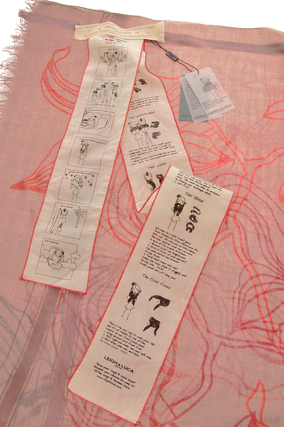 LEIGH & LUCA | LILLIES Γκρι Καφέ Φουλάρι με Φλοράλ Σχέδιο