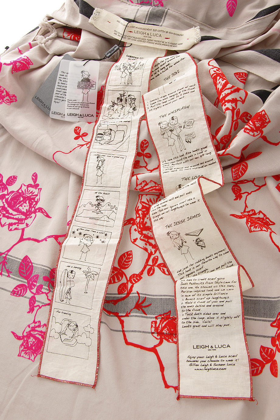 ROSES Beige Scarf with patterns