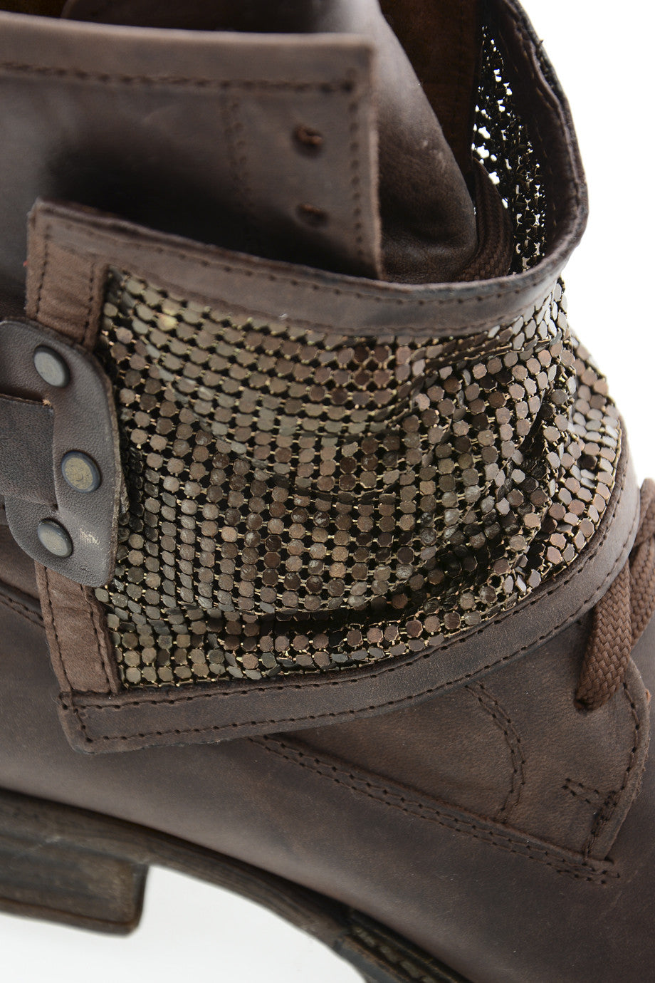 Καφέ Μποτάκια με Μεταλλικό Πλέγμα - Looking | Γυναικεία Παπούτσια