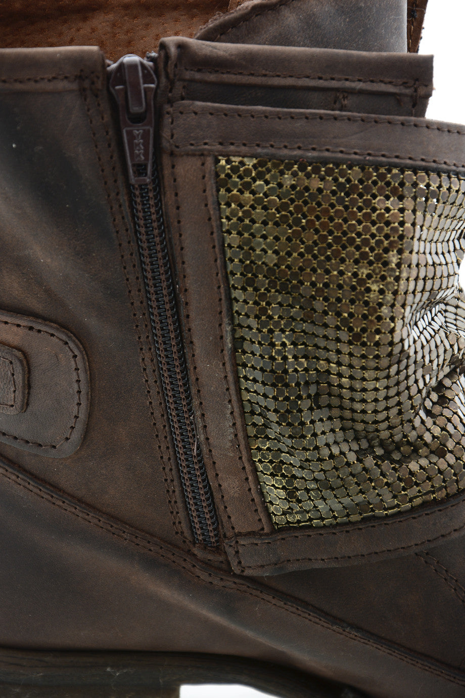 Καφέ Μποτάκια με Μεταλλικό Πλέγμα - Looking | Γυναικεία Παπούτσια