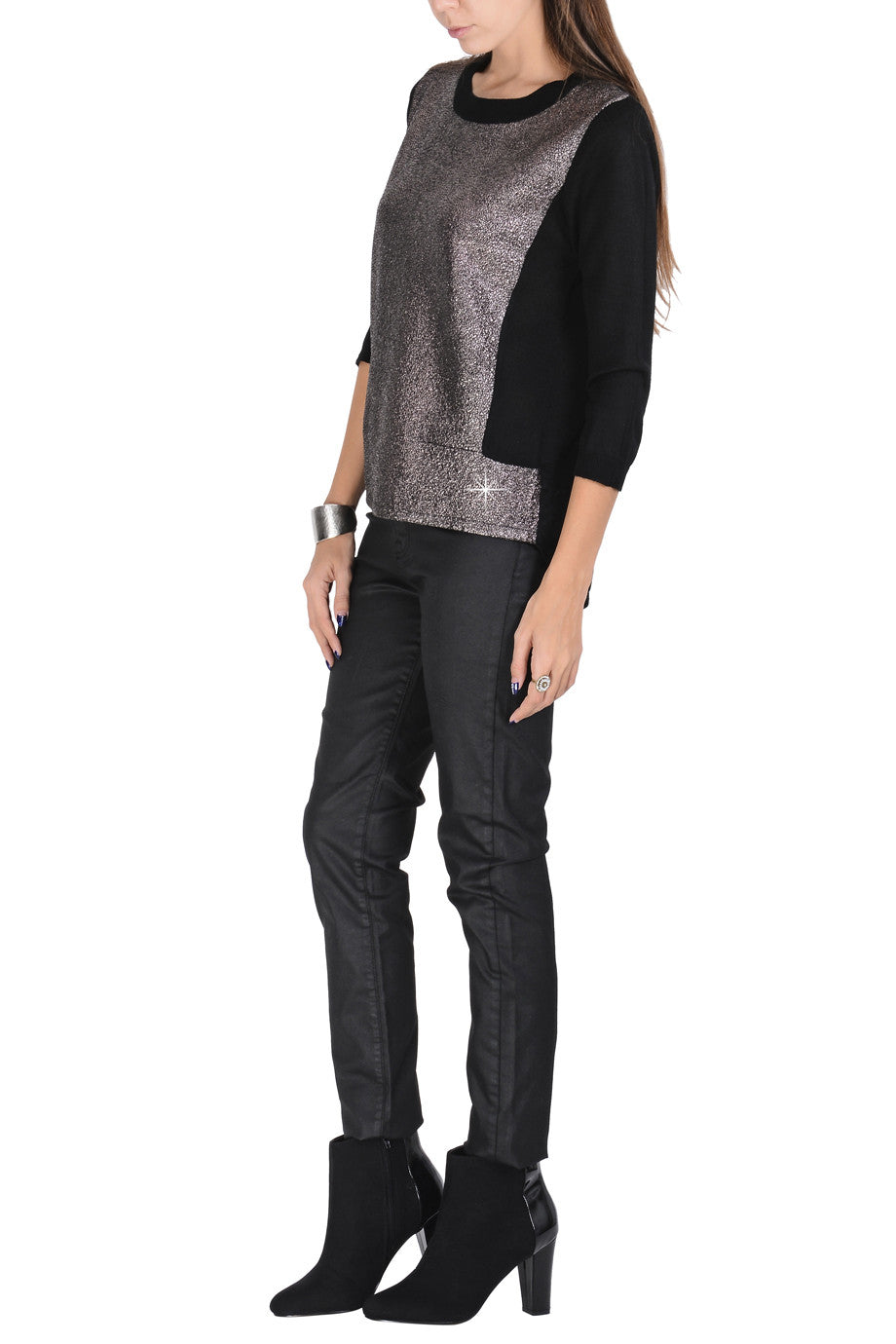 Μαύρη Μεταλλιζέ Κρακελέ Μπλούζα | Γυναικεία Ρούχα