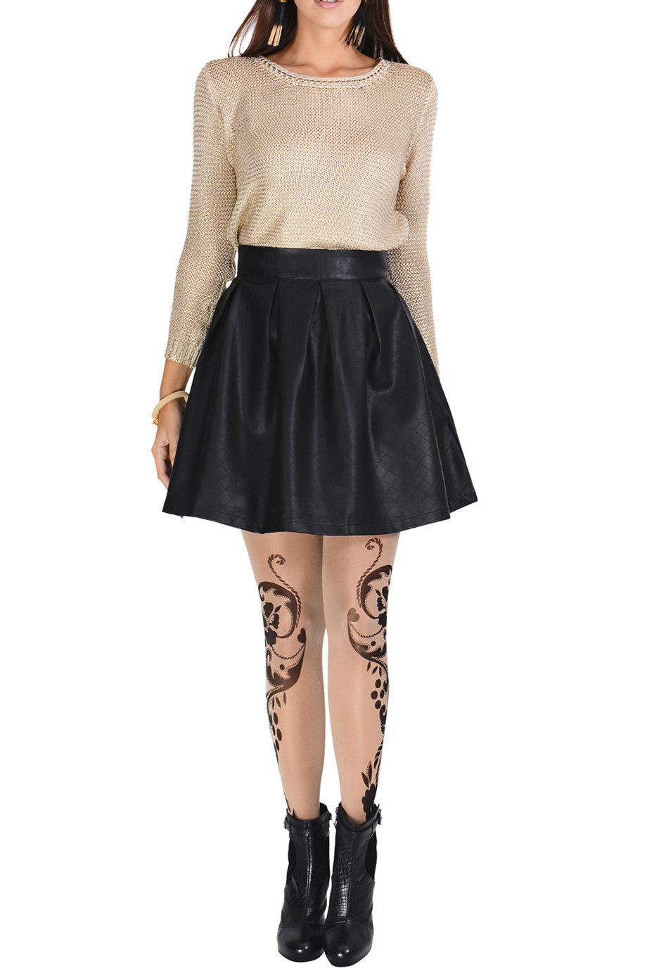 Χρυσαφί Πλεκτή Μπλούζα | Γυναικεία Ρούχα