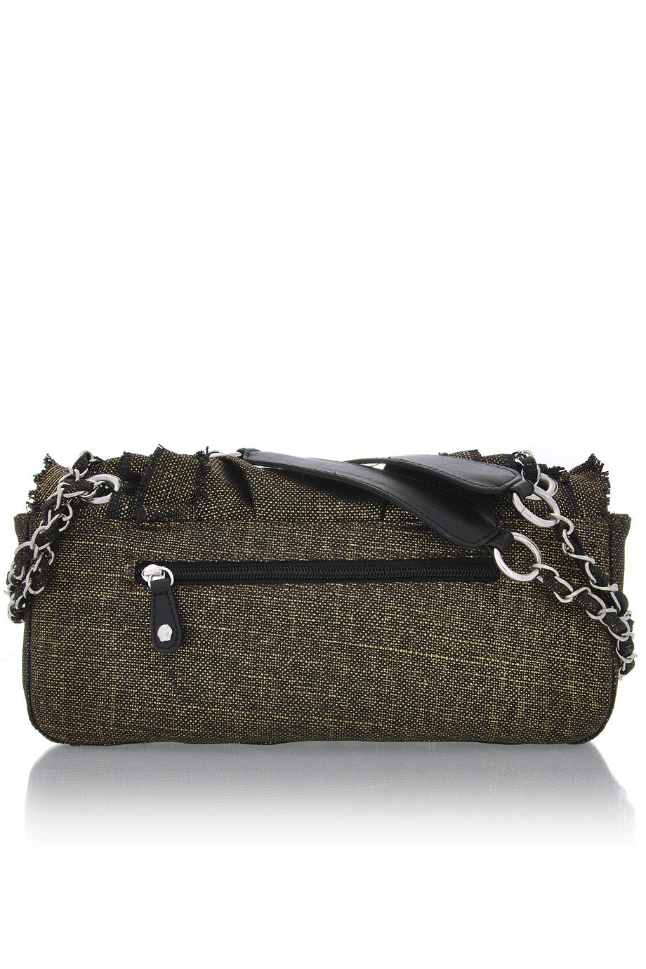 CAN-CAN Khaki/Grey Ruffle Shoulder Bag