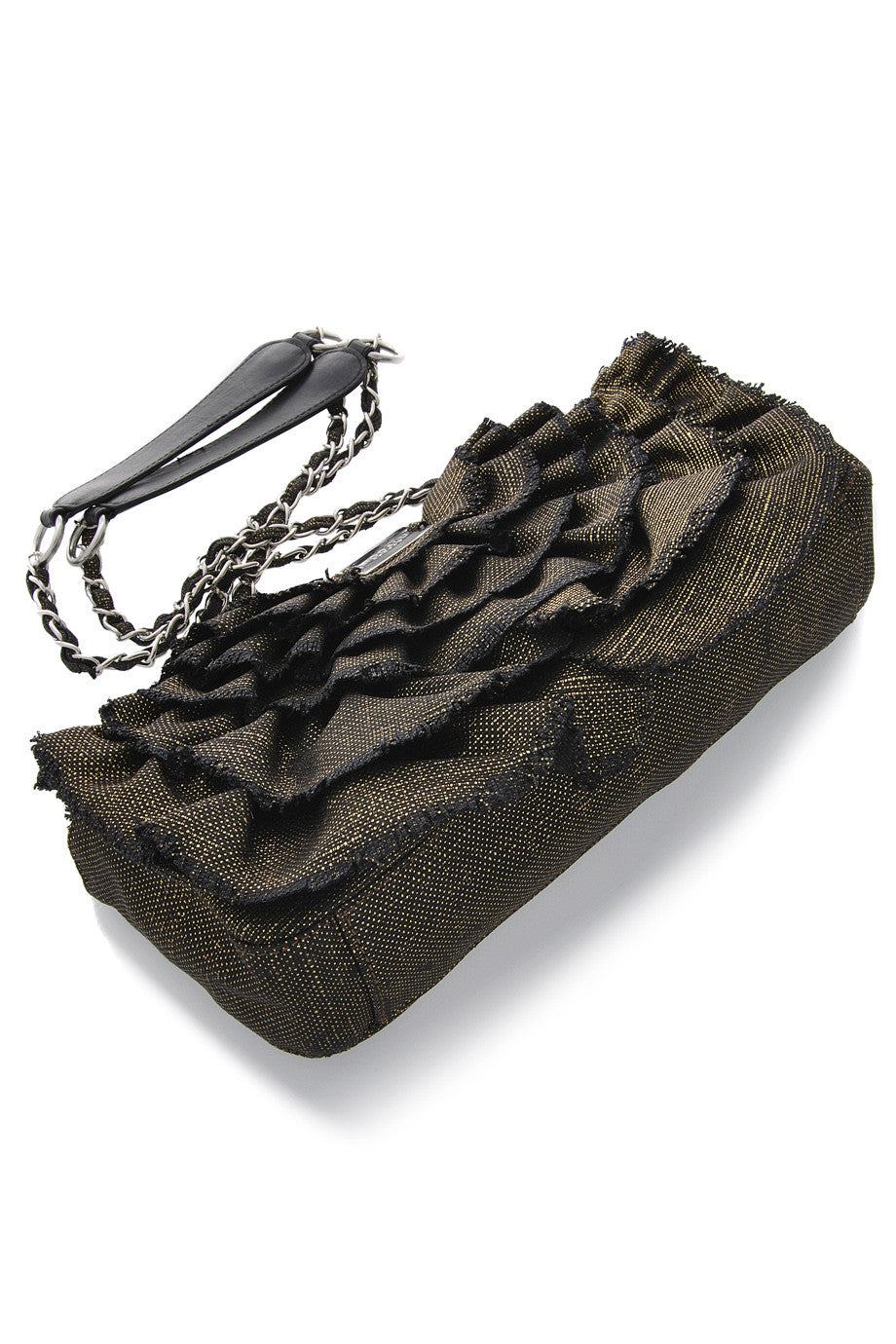 CAN-CAN Khaki/Grey Ruffle Shoulder Bag