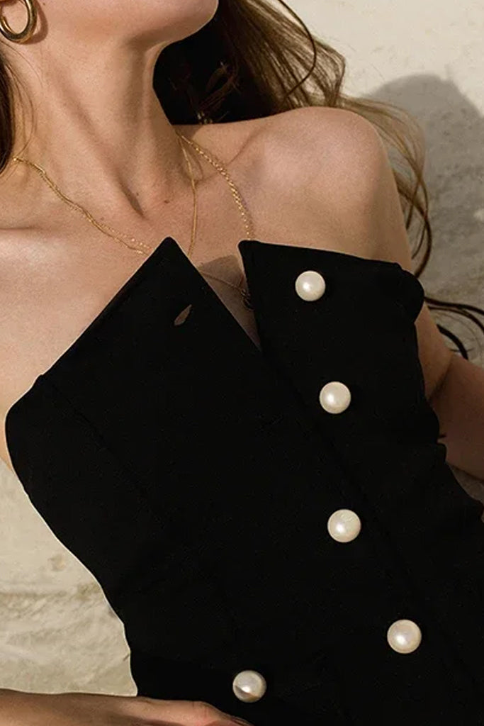 Moonlit Ολόσωμο Μαγιό με Πέρλες | Γυναικεία Μαγιό - Ολόσωμα Swimwear| Moonlit One Piece Black Swimsuit with Pearls