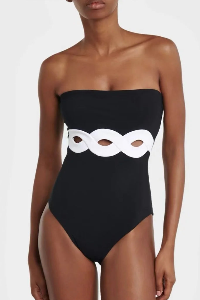 Ethereal Μαύρο Ολόσωμο Μαγιό και Παρεό | Γυναικεία Μαγιό Παρεό - Ολόσωμα  - Swimwear | Ethereal Black One Piece Swimsuit with Pareo
