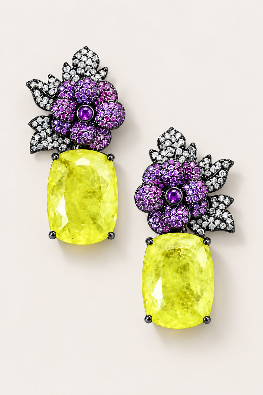Violet Citron Crystal Earrings