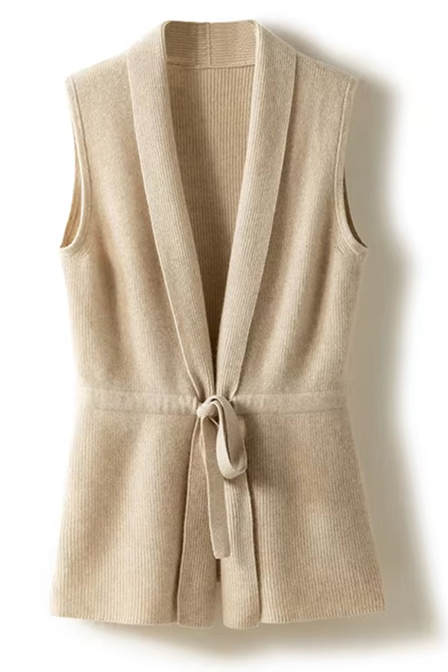 Elie Ecru Knitted Sleeveless Cardigan Vest