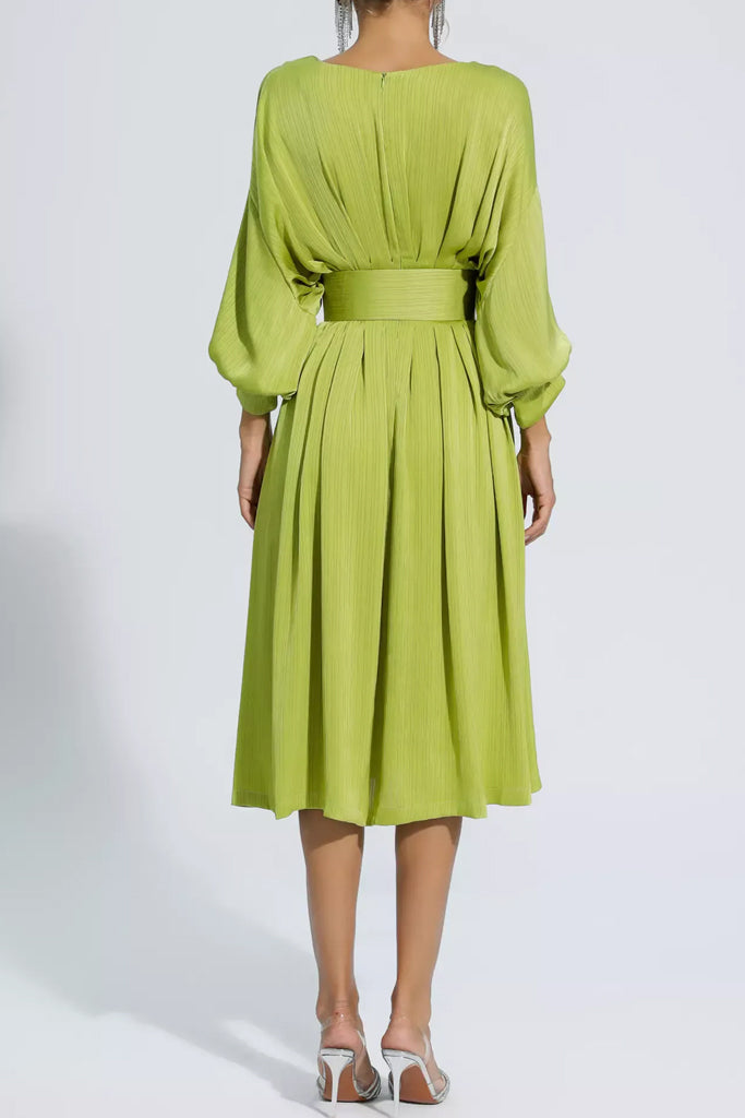 Odine Λαχανί Μίντι Φόρεμα | Φορέματα - Dresses | Odine Light Green Satin Midi Dress