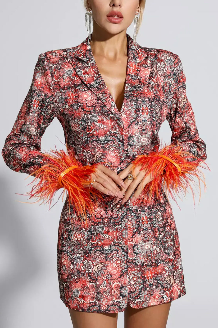 Rosmira Σακάκι Μίνι Φόρεμα | Σακάκια Φορέματα - Blazer Dresses | Rosmira Blazer Mini Dress with Feathers