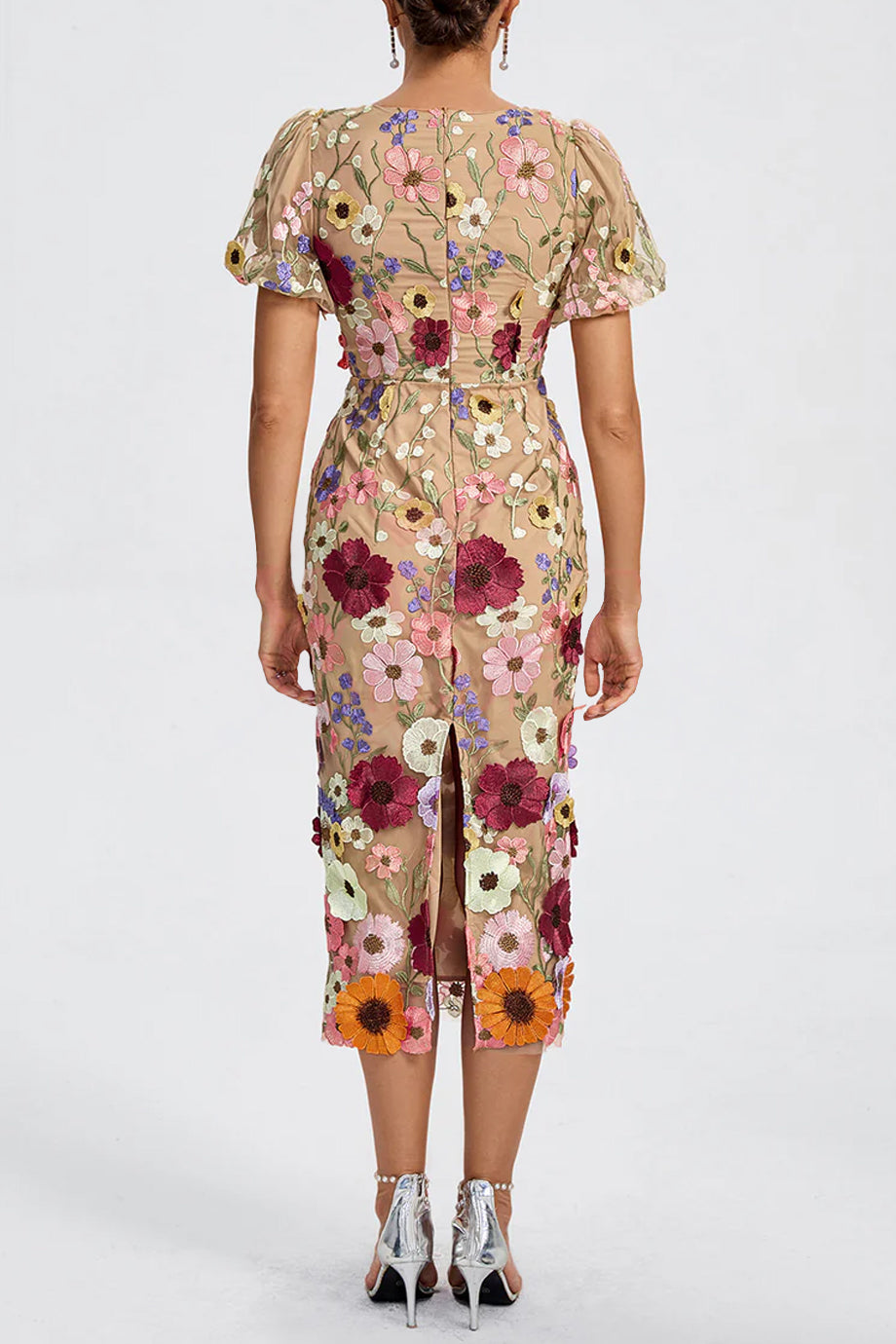 Velina Φλοράλ Mίντι Φόρεμα με Δαντέλα και Λουλούδια | Φορέματα - Dresses | Velina Floral Lace Midi Dress with Flowers