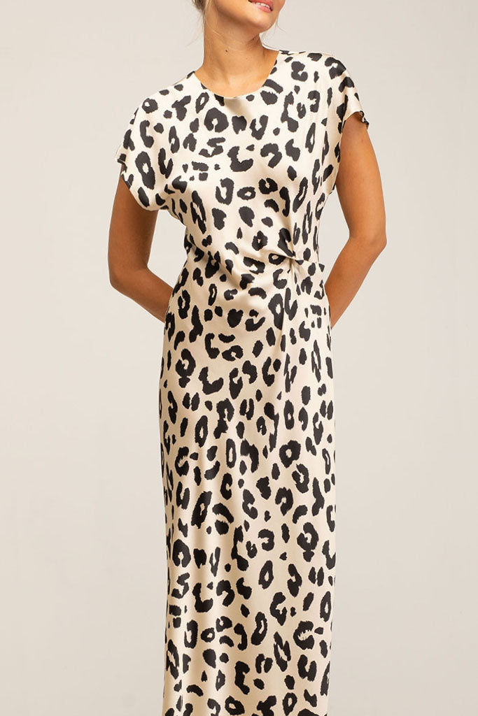 Rohini Μίντι Λεοπάρ Φόρεμα | Φορέματα - Dresses |  Rohini Animal Print Midi Draped Dress