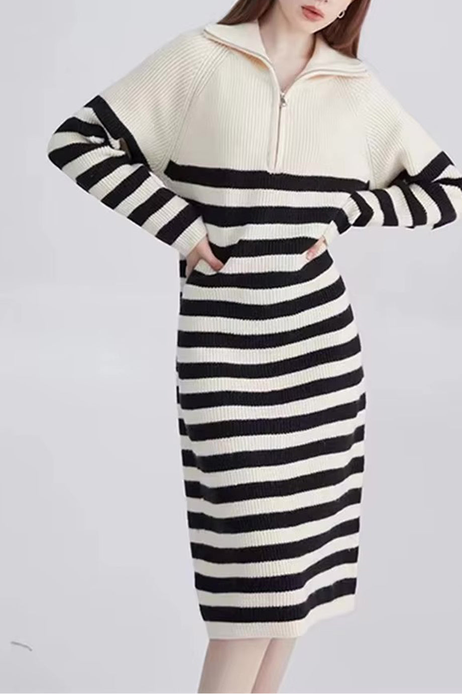 Zarkolia Striped Knit Midi Dress with Ziva