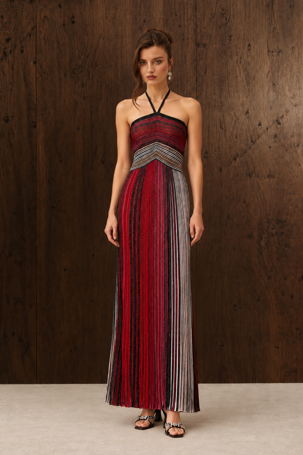 Rivelle Halter Neck Zig-Zag Print Dress