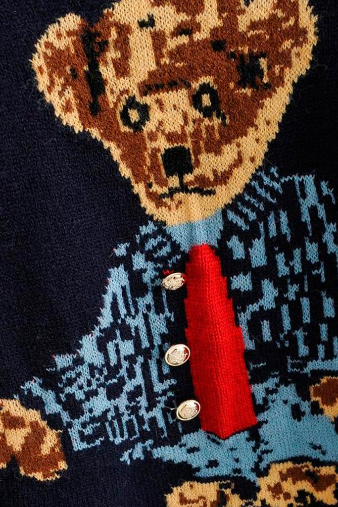 Beary Μπλε Oversized Πουλόβερ με Αρκουδάκι | Γυναικεία Ρούχα - Πουλόβερ